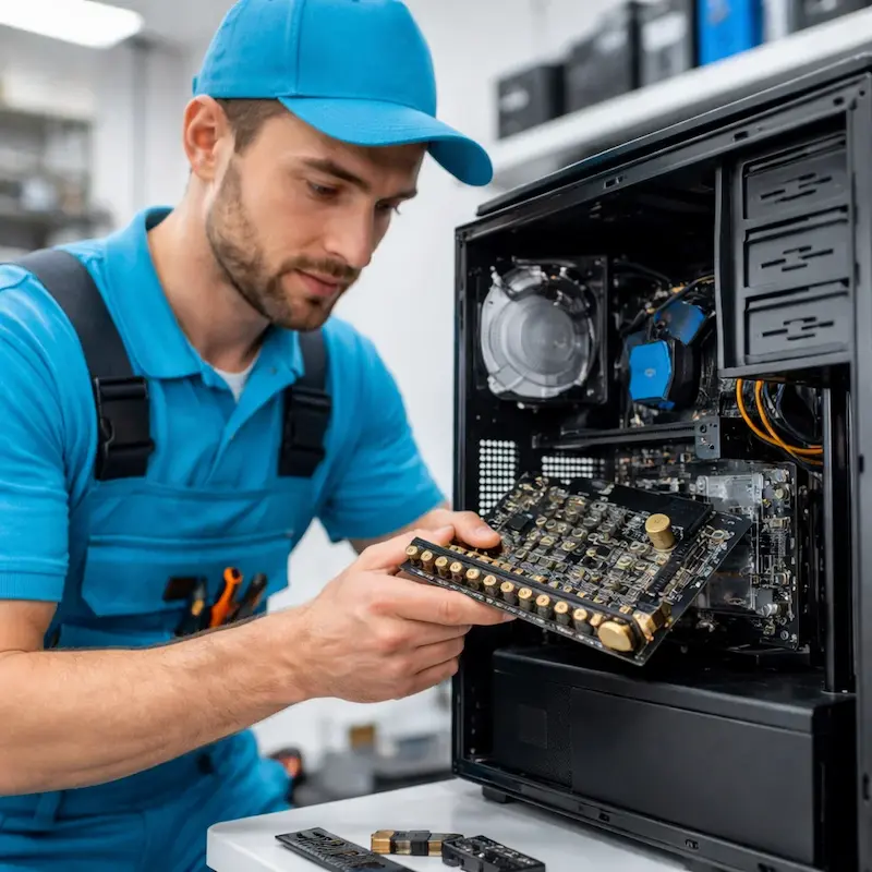 Мастер устанавливает звуковую карту на ПК в Ангарске